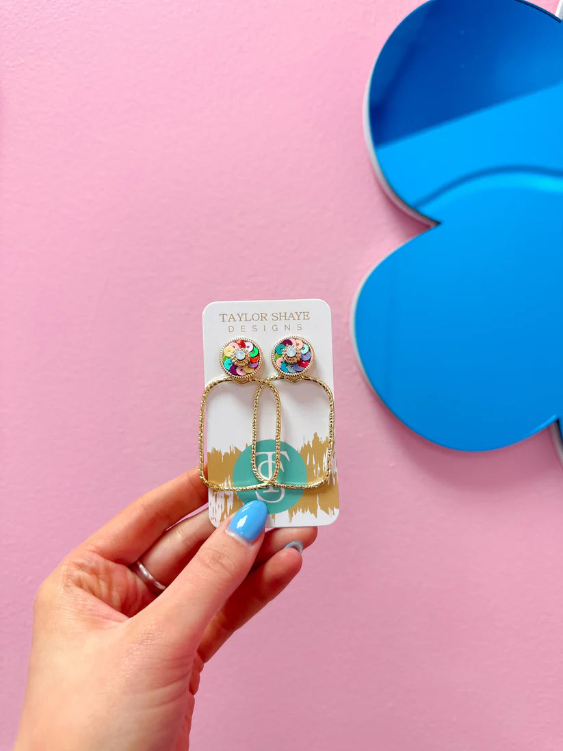 Taylor Shaye Ivy Rainbow Sequin Hoops