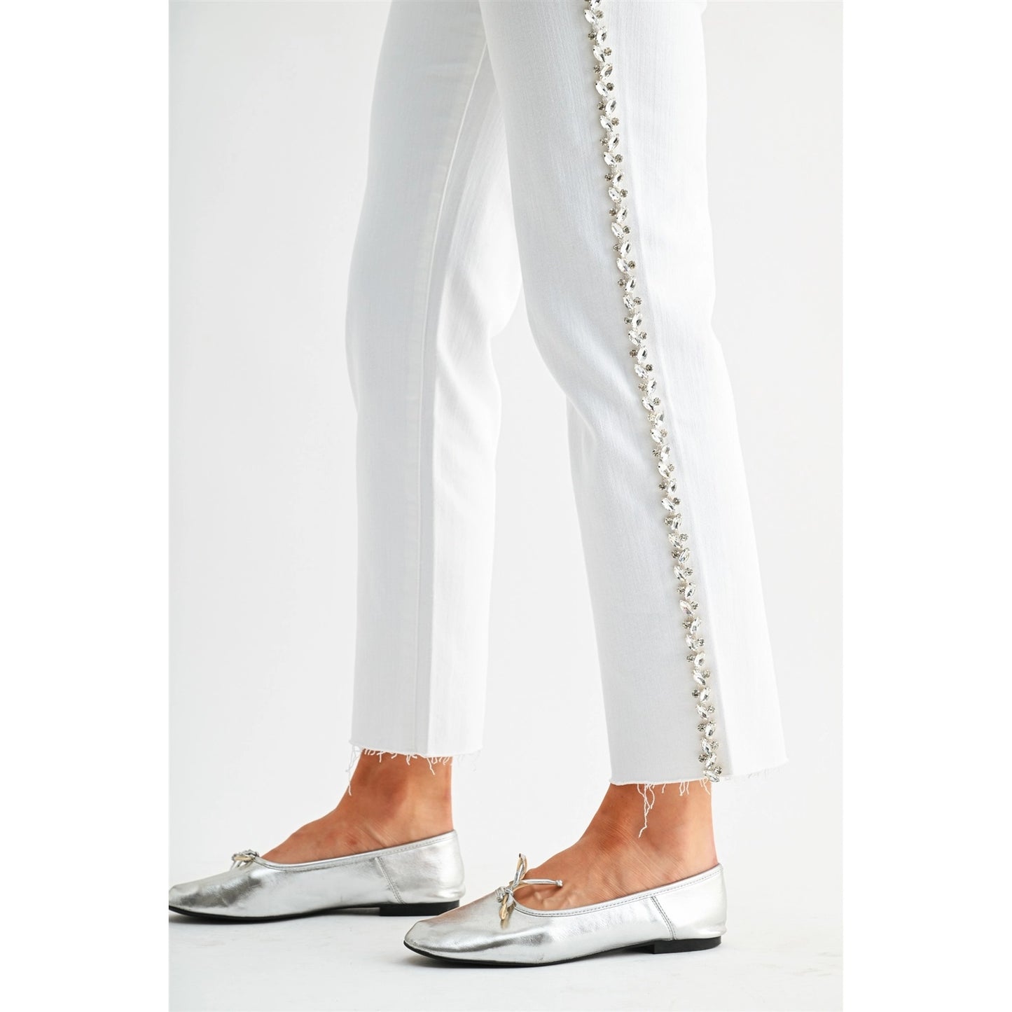 High-Rise Straight Ankle Embellished Side Detail