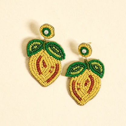 Lemon Beaded Earrings