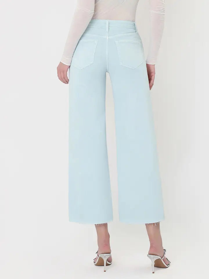 Vervet High Rise Sky Blue Crop Wide Leg Jeans