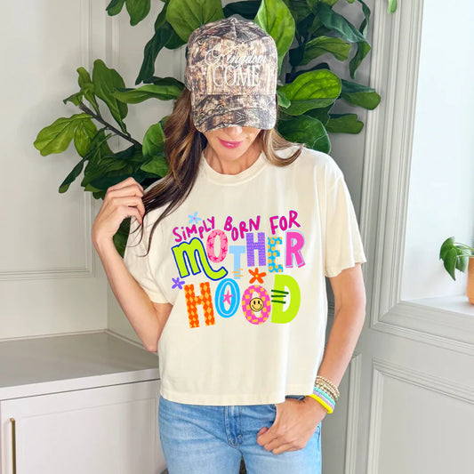 Poppy & Pine Simply Born for Motherhood Crop Tee