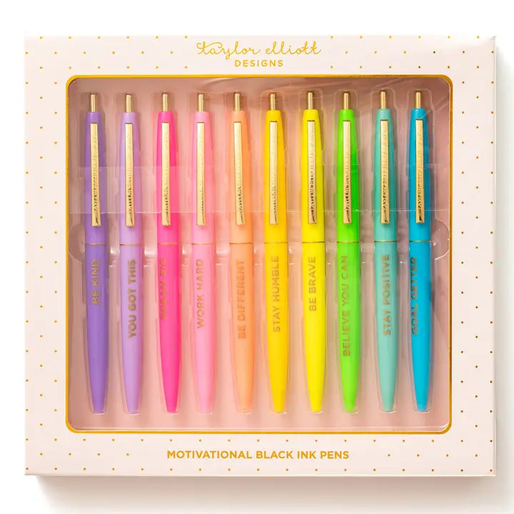 Taylor Elliott Motivational Black Ink Pen Set