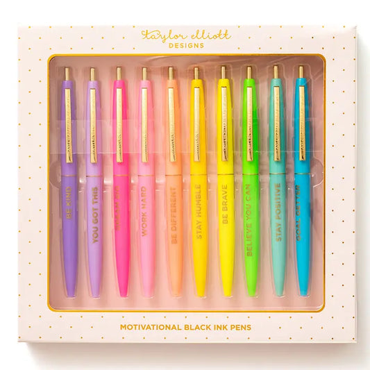 Taylor Elliott Motivational Black Ink Pen Set