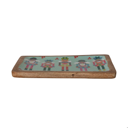 Nutcracker Enameled Mango Wood Tray