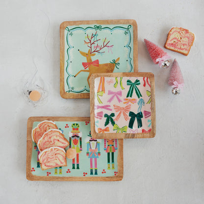 Nutcracker Enameled Mango Wood Tray