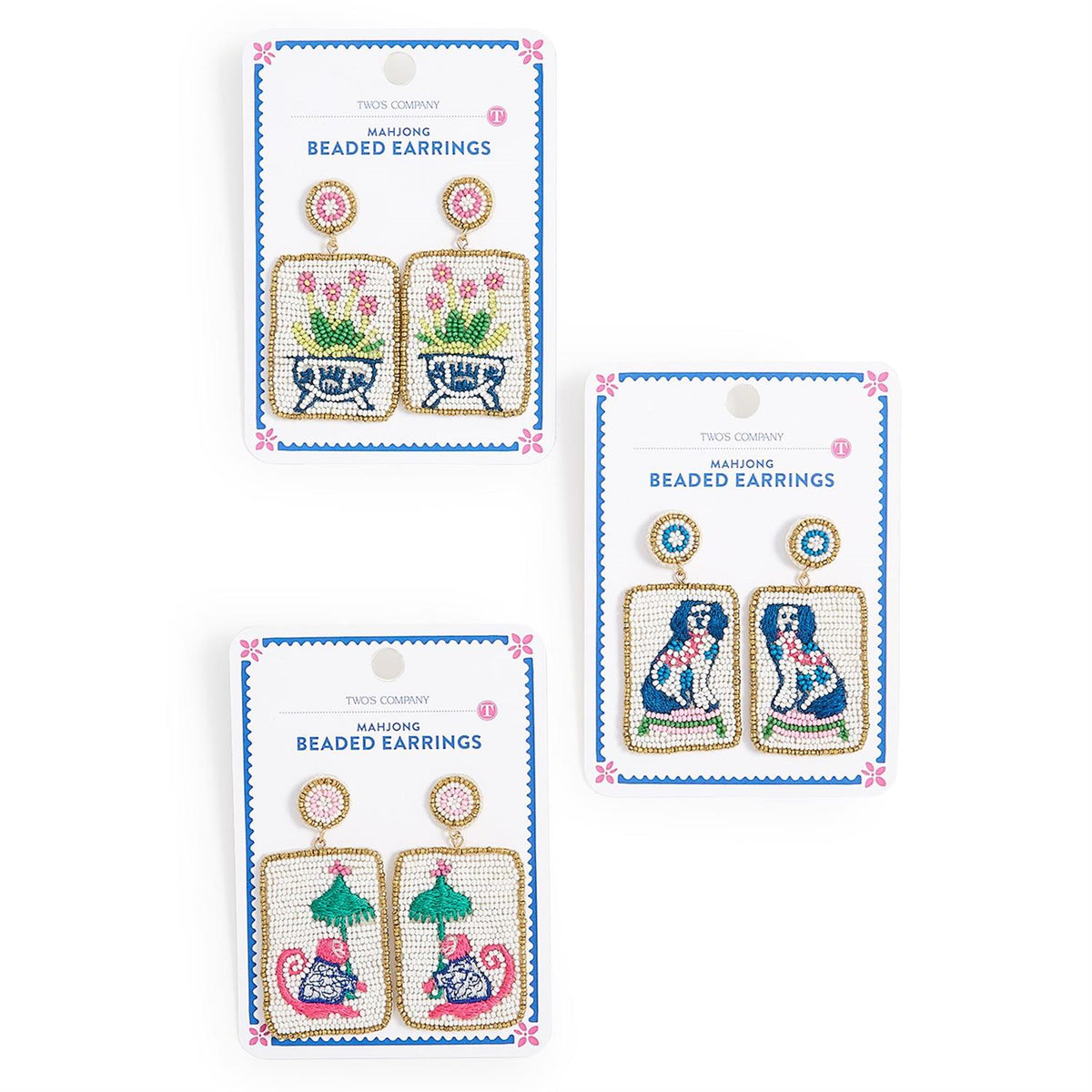 Pagoda Party Mahjong Beaded Earrings