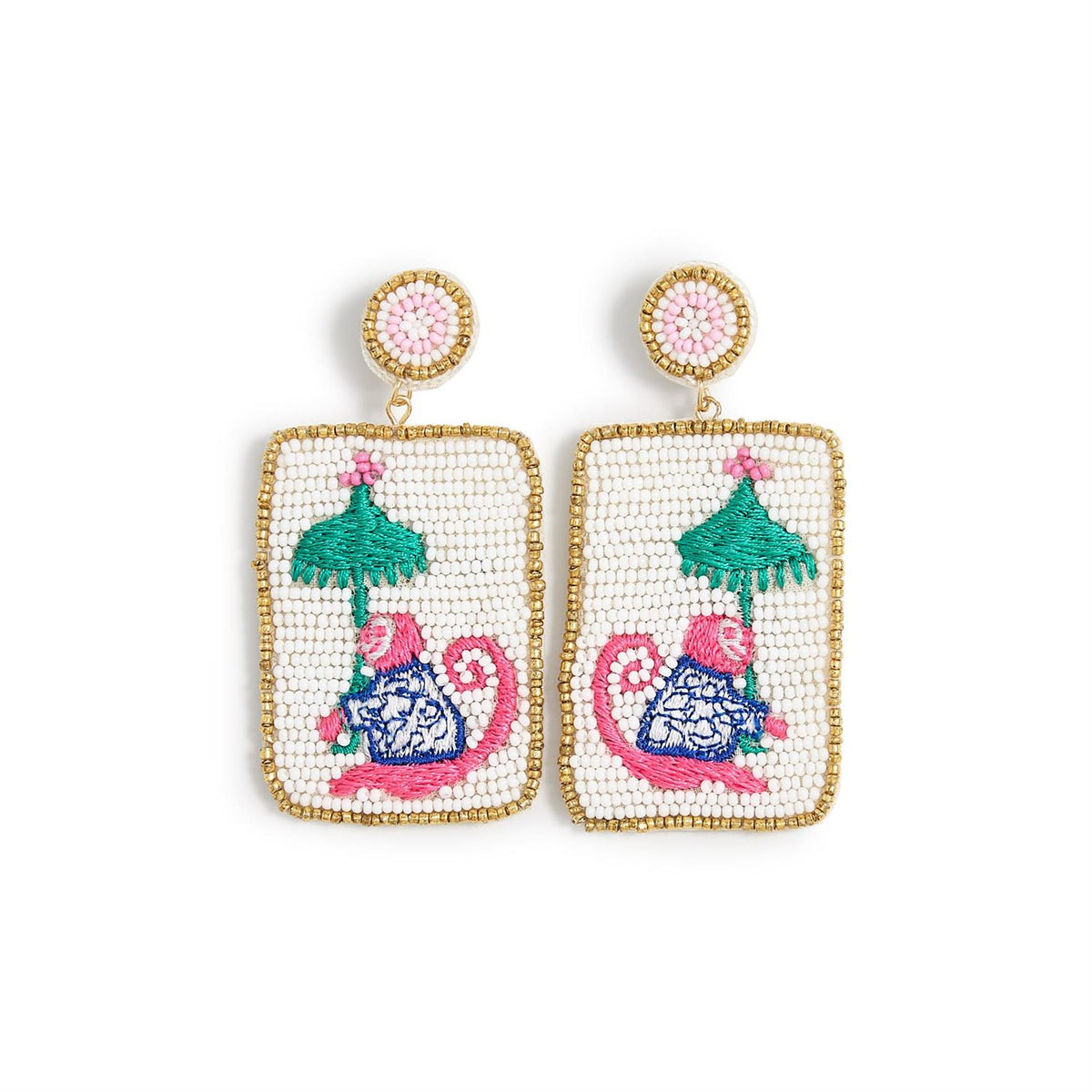 Pagoda Party Mahjong Beaded Earrings