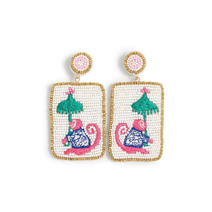 Pagoda Party Mahjong Beaded Earrings