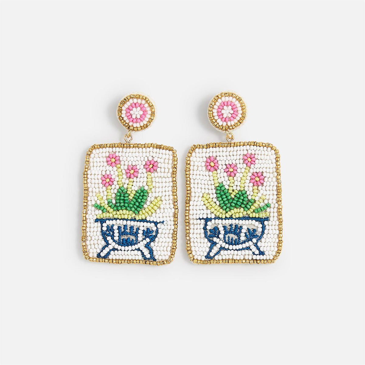 Pagoda Party Mahjong Beaded Earrings