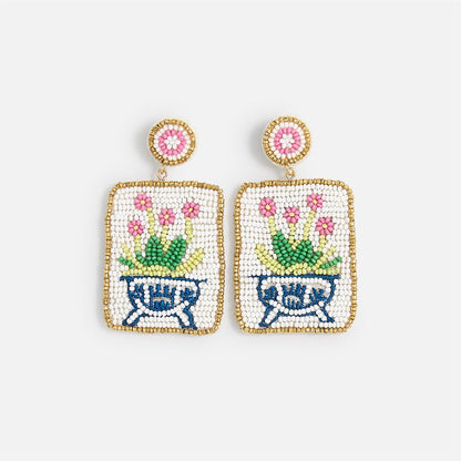 Pagoda Party Mahjong Beaded Earrings