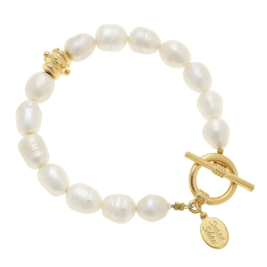 Susan Shaw Genuine Freshwater Pearl Toggle Bracelet