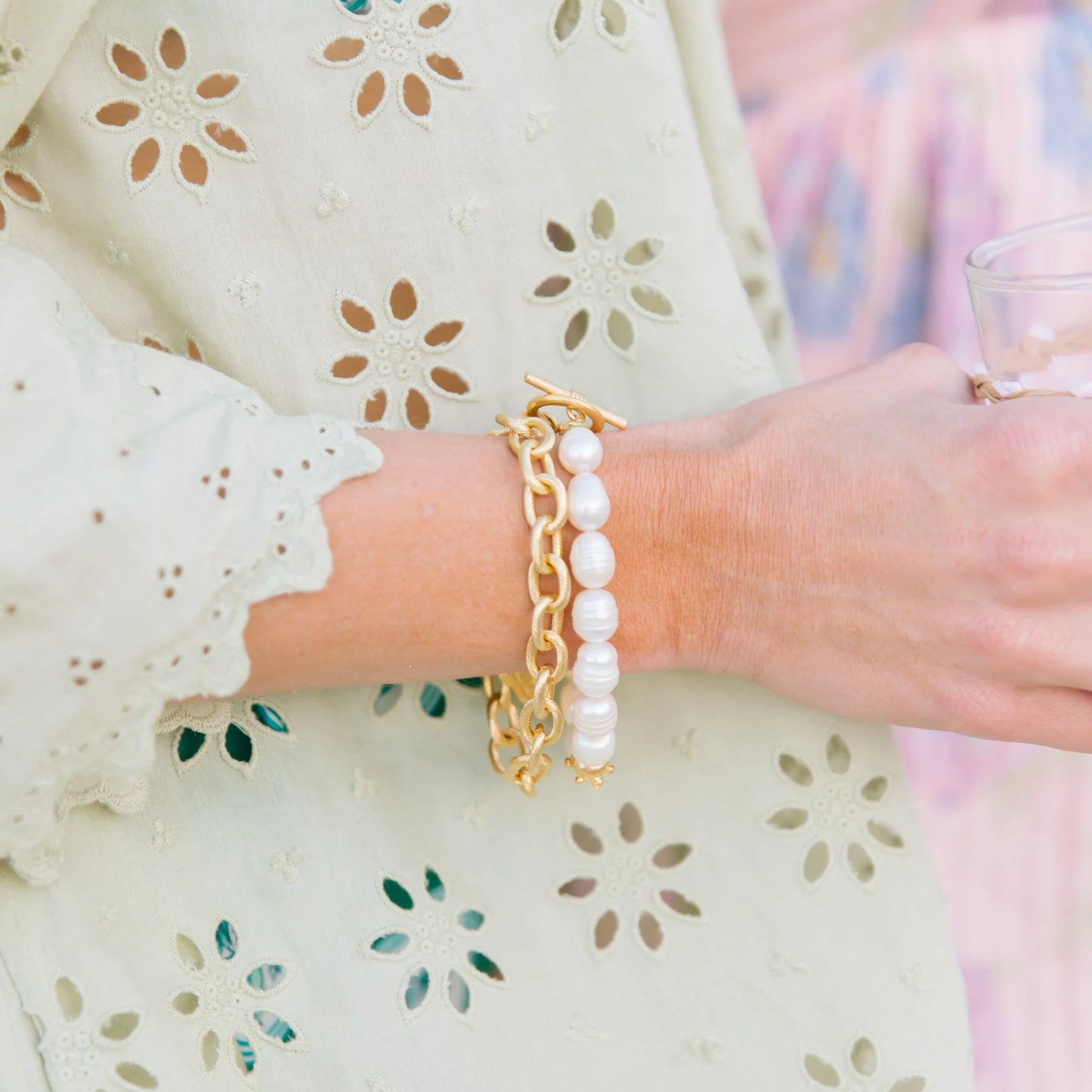 Susan Shaw Genuine Freshwater Pearl Toggle Bracelet