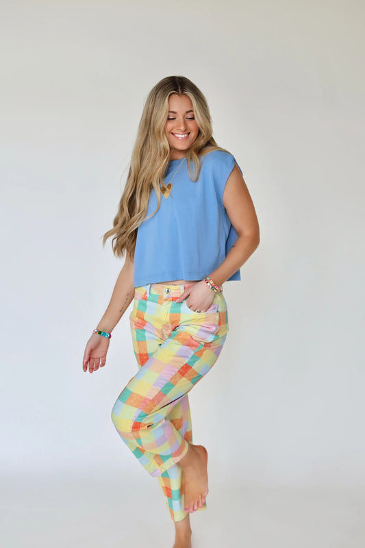 Madras Plaid Barrel Pants
