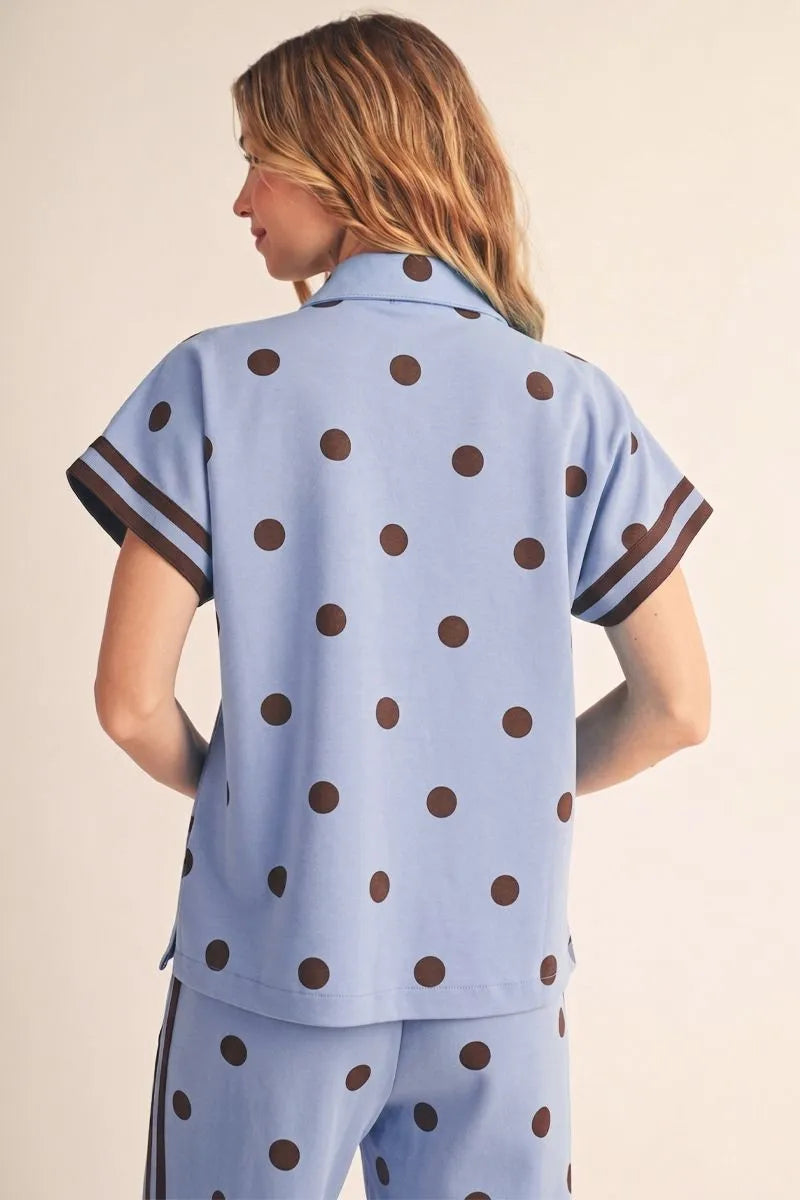 Playful Polka Dot Zip-Front Top