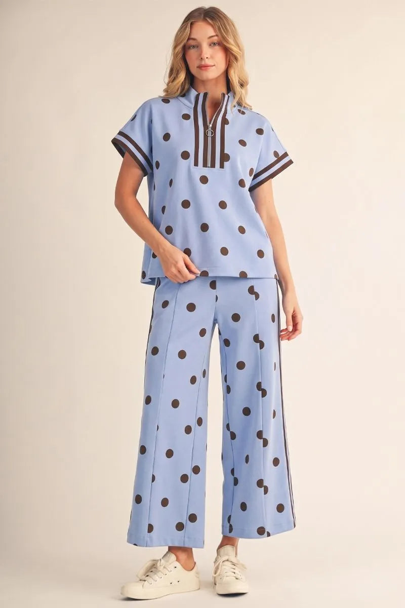 Playful Polka Dot Zip-Front Top