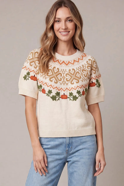 Fair Isle Pumpkin Sweater Top
