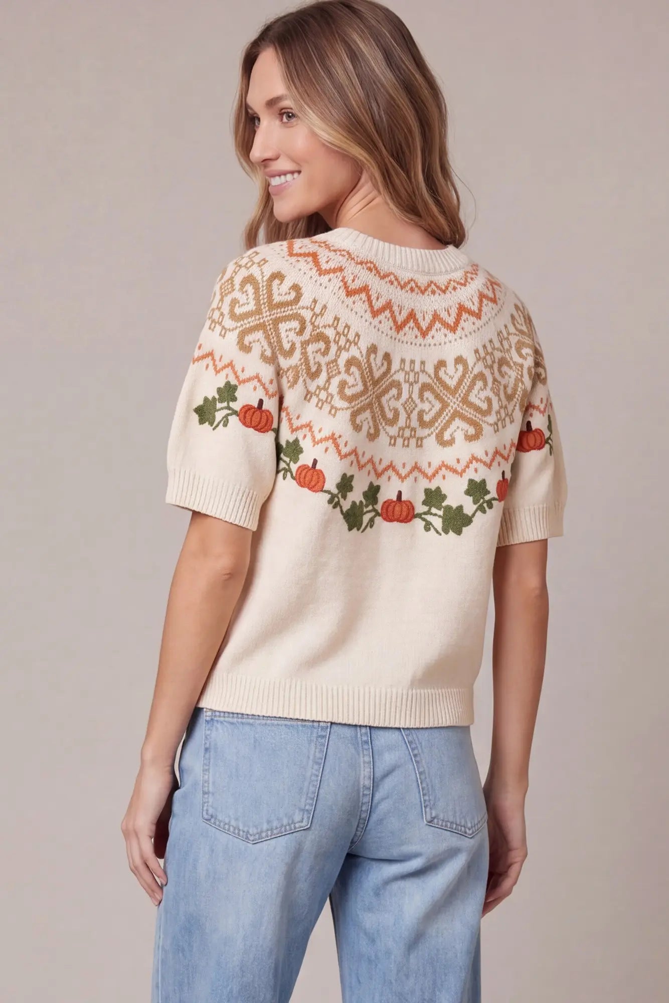 Fair Isle Pumpkin Sweater Top