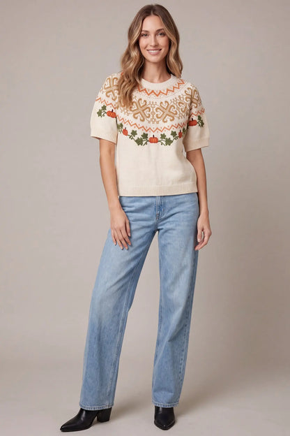 Fair Isle Pumpkin Sweater Top