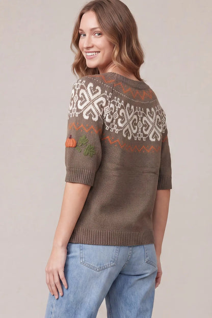 Fair Isle Pumpkin Sweater Top