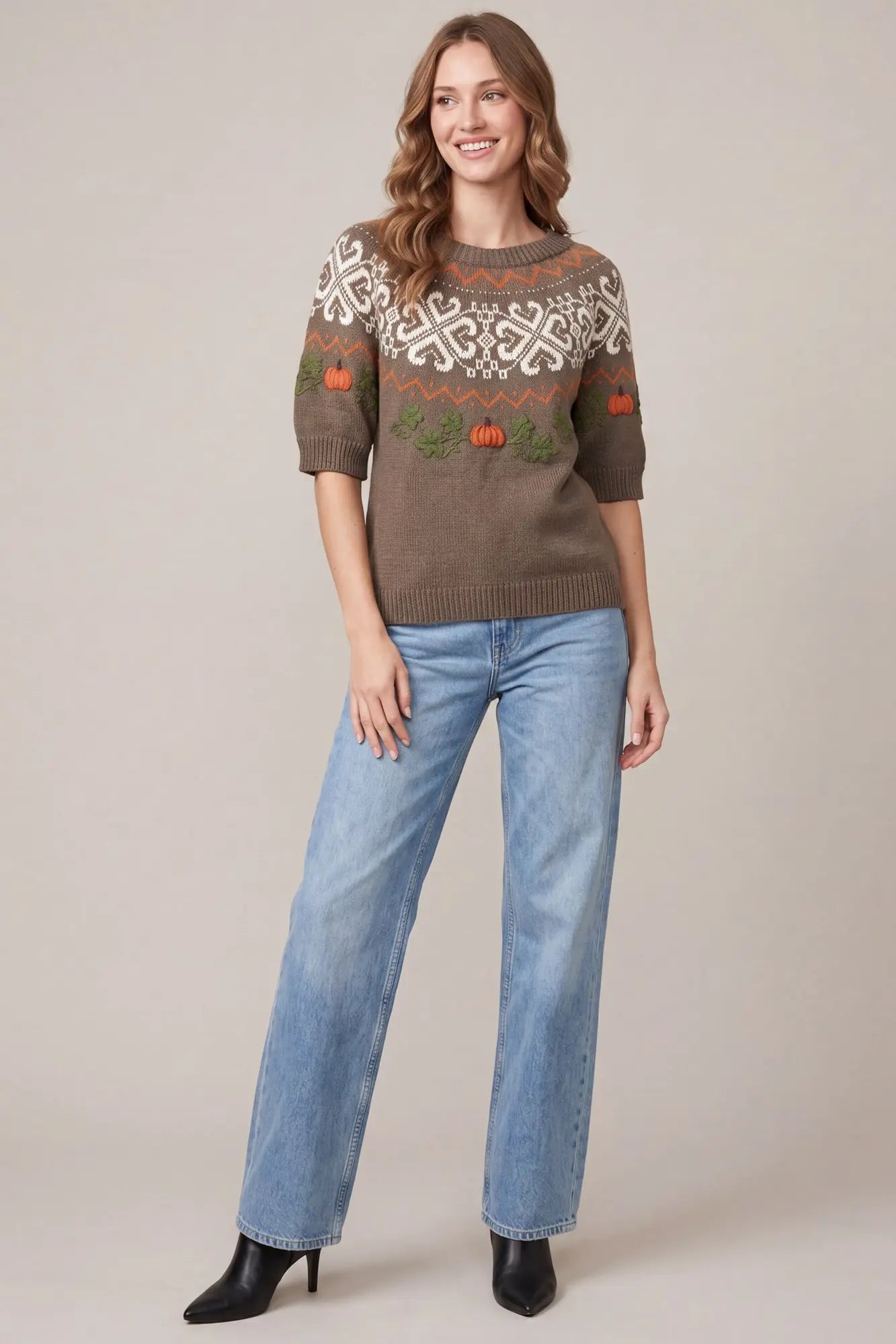 Fair Isle Pumpkin Sweater Top