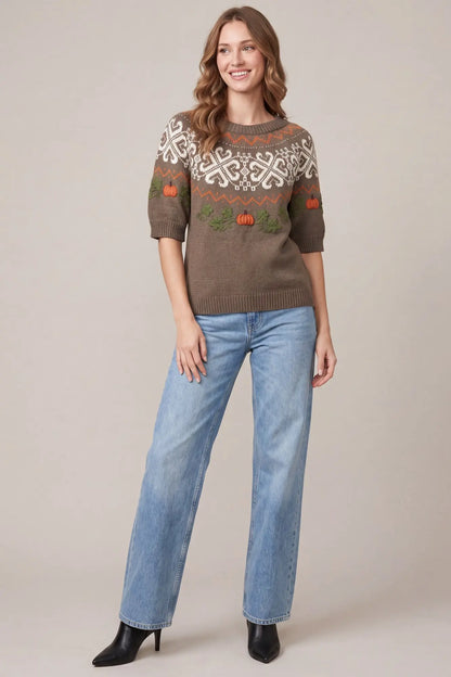 Fair Isle Pumpkin Sweater Top