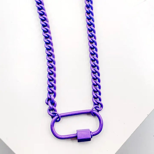 Purple Enamel Clip Necklace