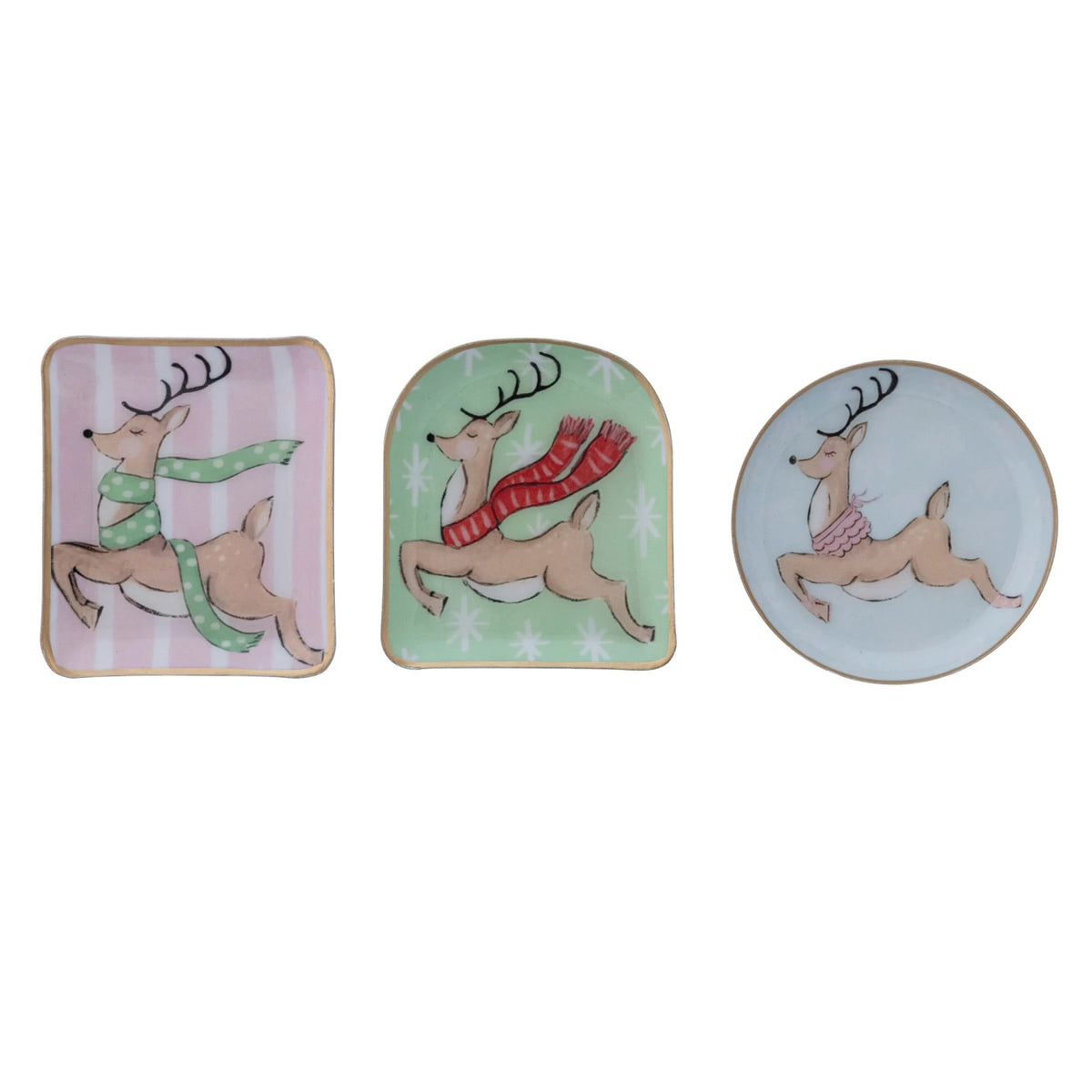 Whimsical Reindeer Enameled Metal Dish