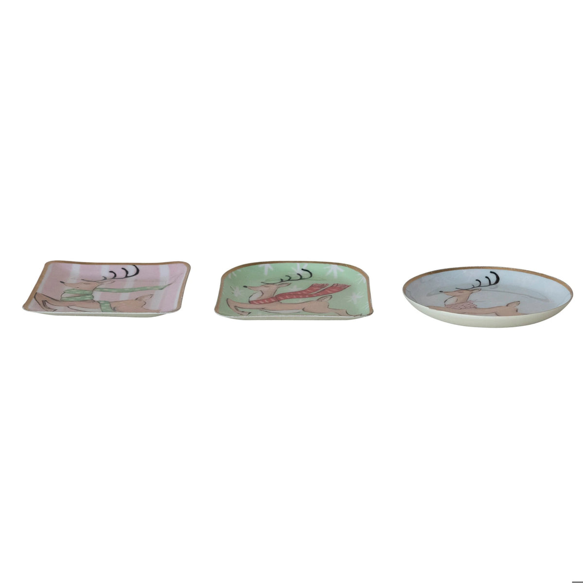 Whimsical Reindeer Enameled Metal Dish