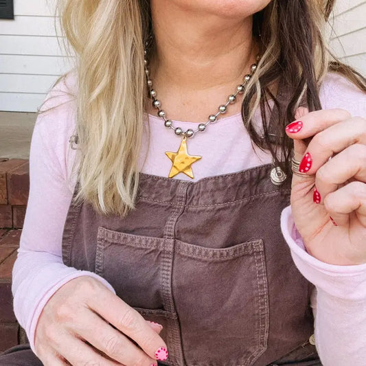 Barb and Star Necklace Mixed Metal