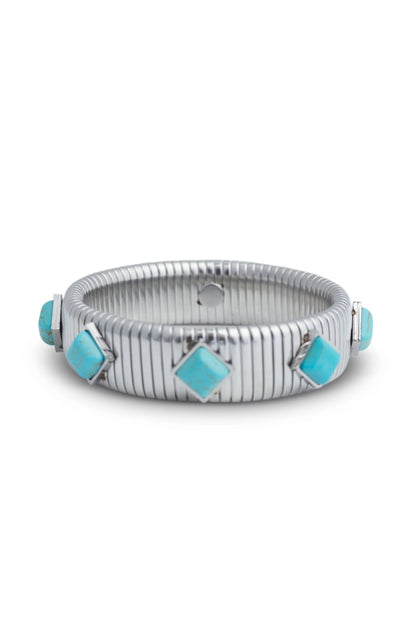 Silver Turquoise Tube Bracelet