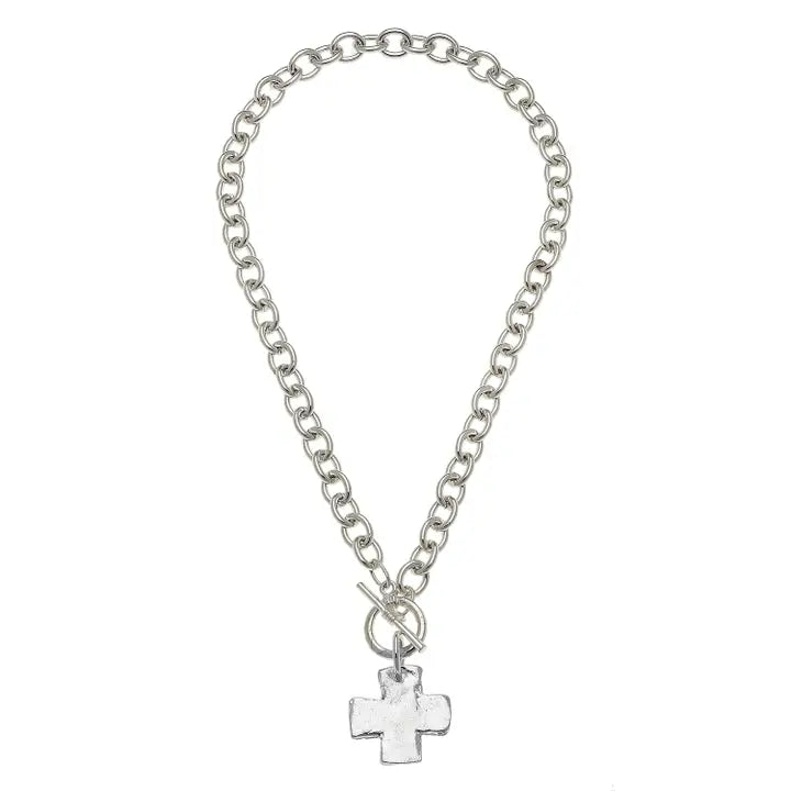 Susan Shaw Silver Cross Toggle Necklace