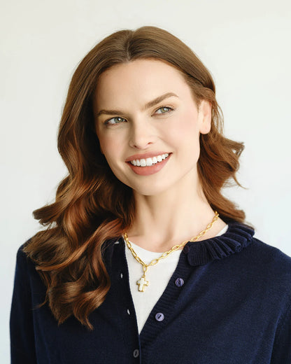Susan Shaw Mother of Pearl Cross Necklace
