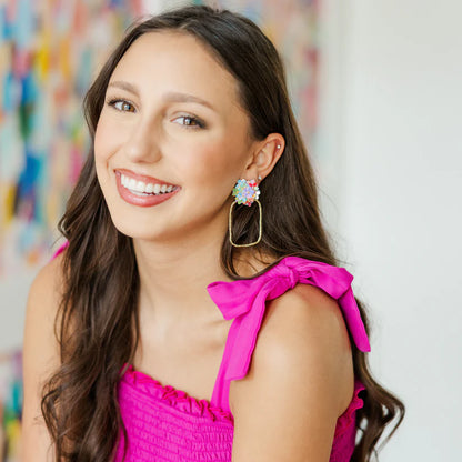 Taylor Shaye Rainbow Iridescent Flower Hoops