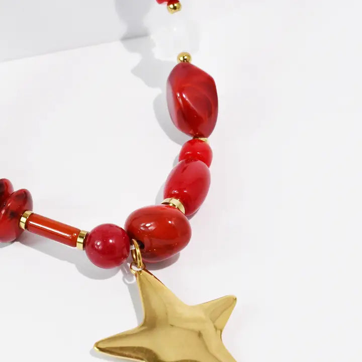 Treasure Jewels Star Glow Red Necklace