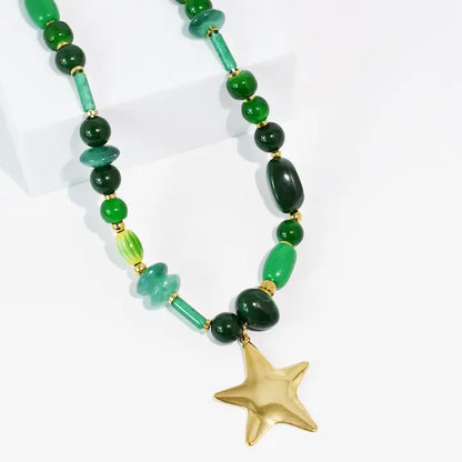 Treasure Jewels Star Glow Green Necklace
