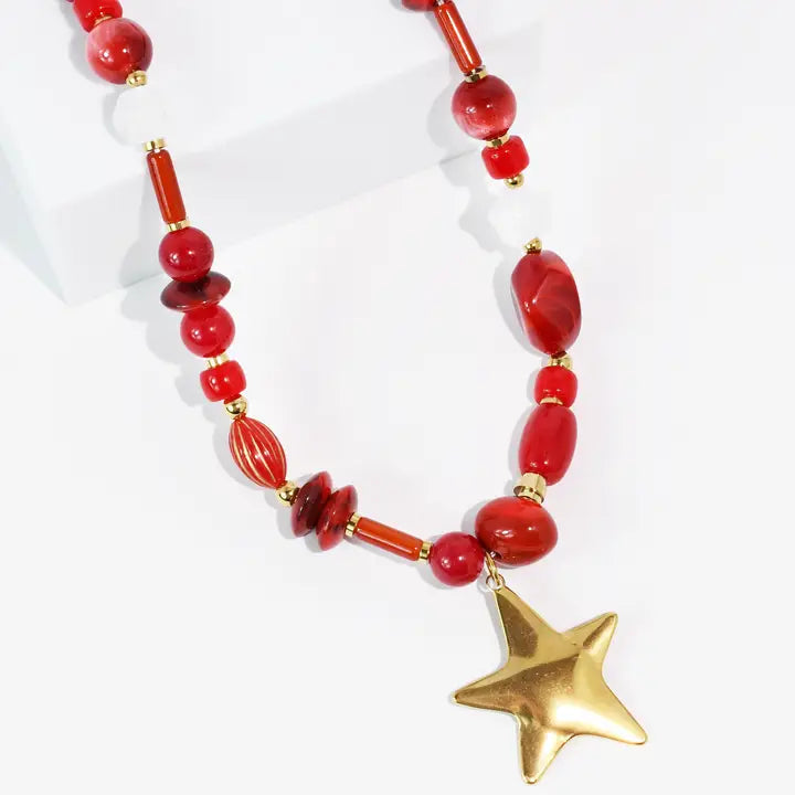 Treasure Jewels Star Glow Red Necklace