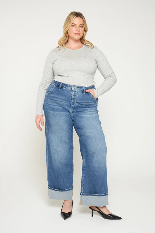 Super High Rise Wide Cuffed Leg Jeans