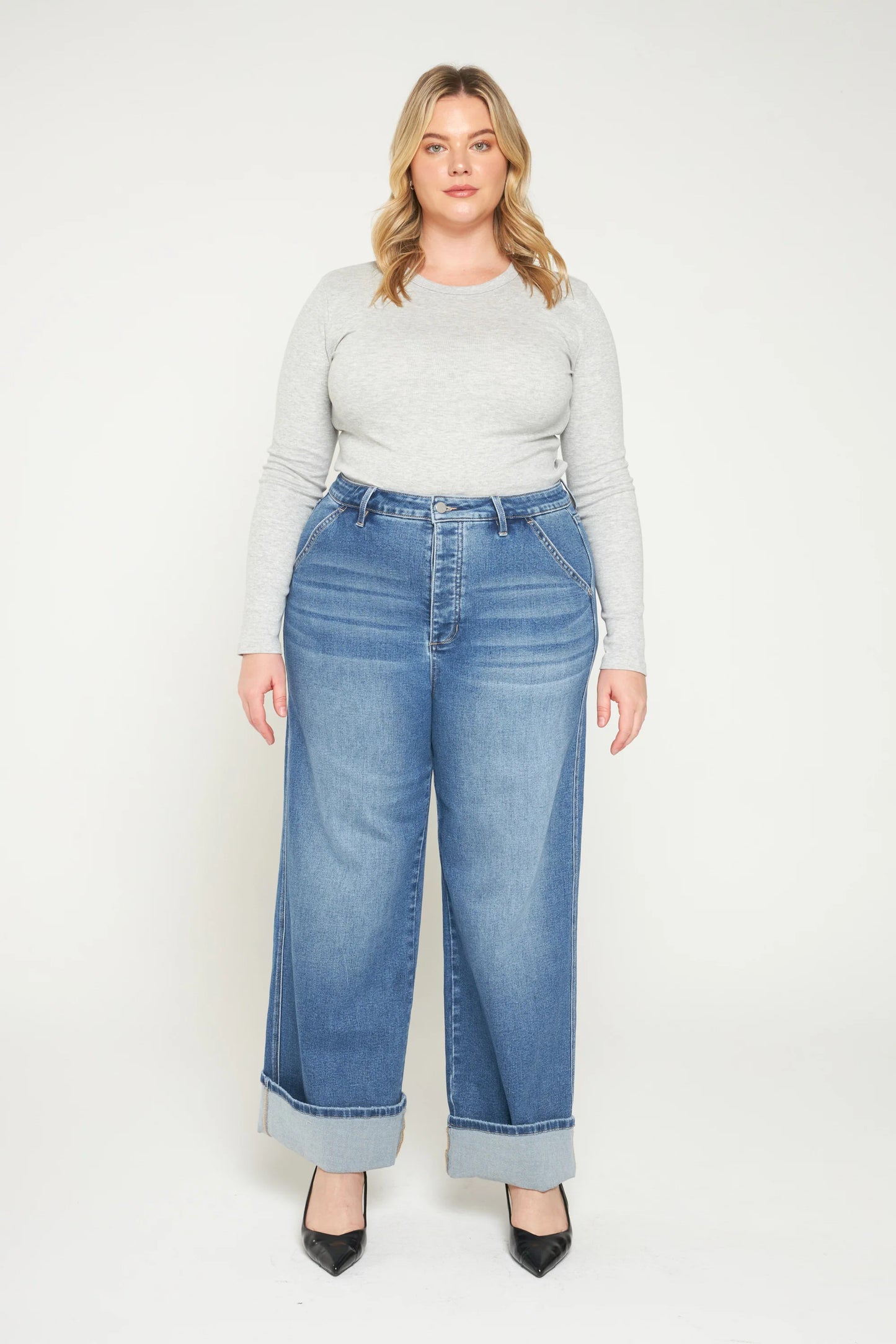Super High Rise Wide Cuffed Leg Jeans