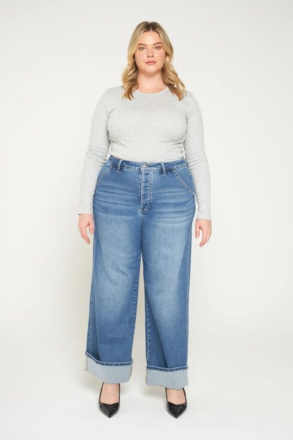 Super High Rise Wide Cuffed Leg Jeans