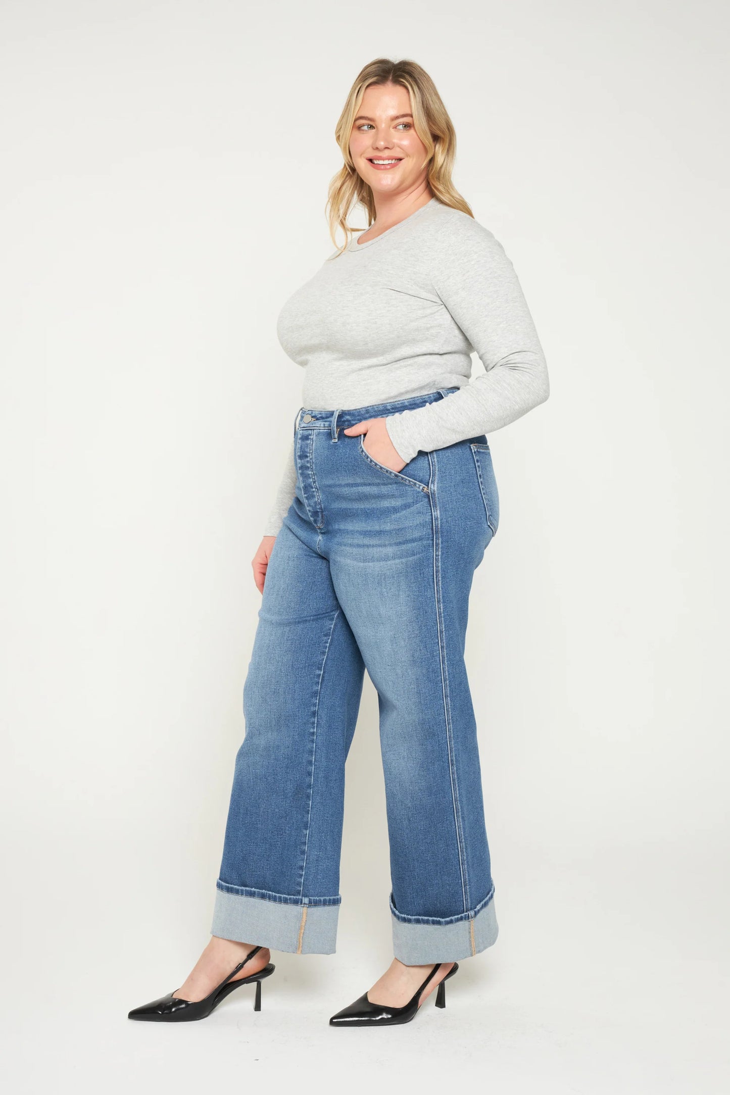 Super High Rise Wide Cuffed Leg Jeans