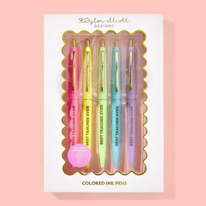 Pen Set - Motivational - "Best Teacher Ever" - 5 Piece Set