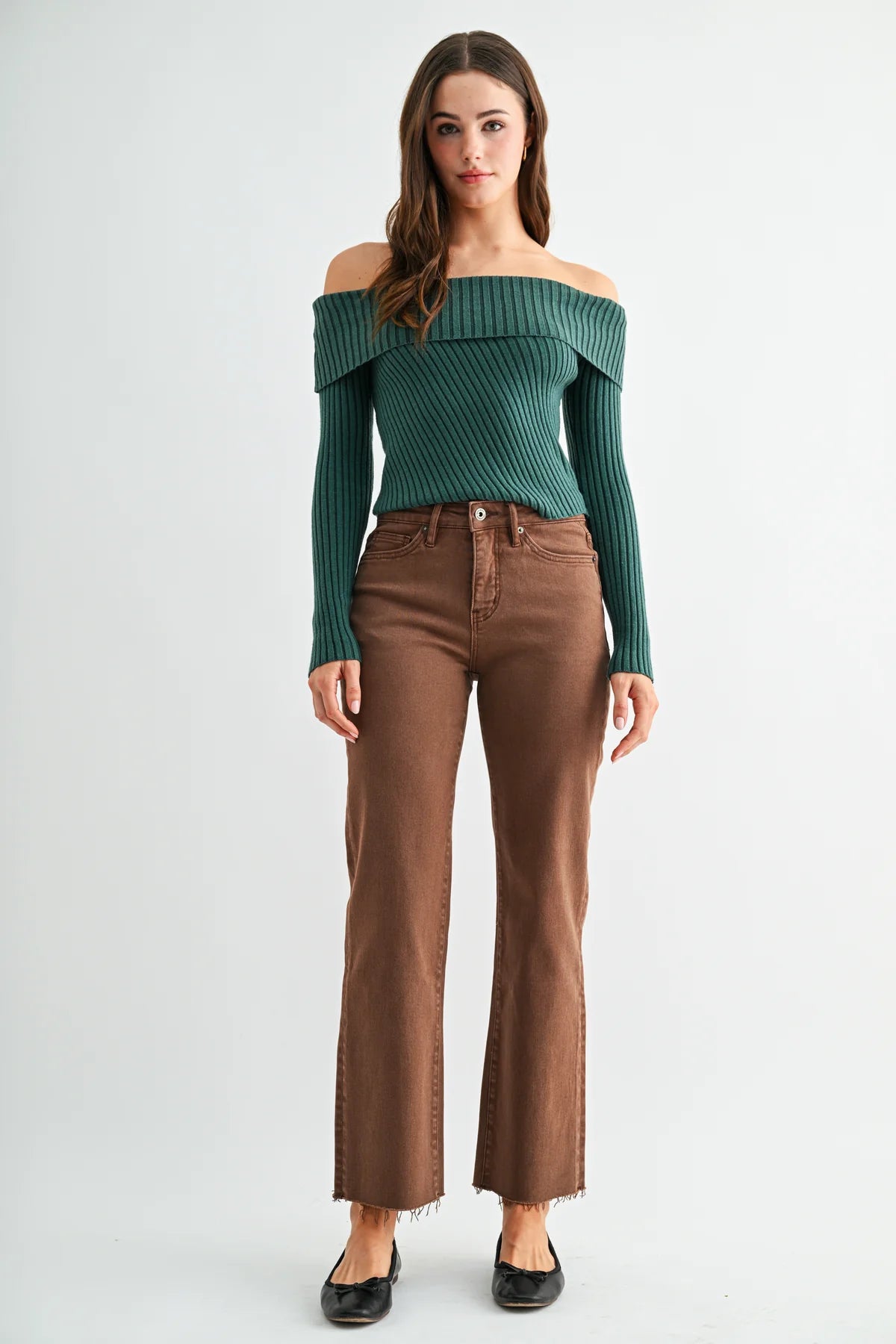 High Rise Straight Ankle Tobacco Jeans