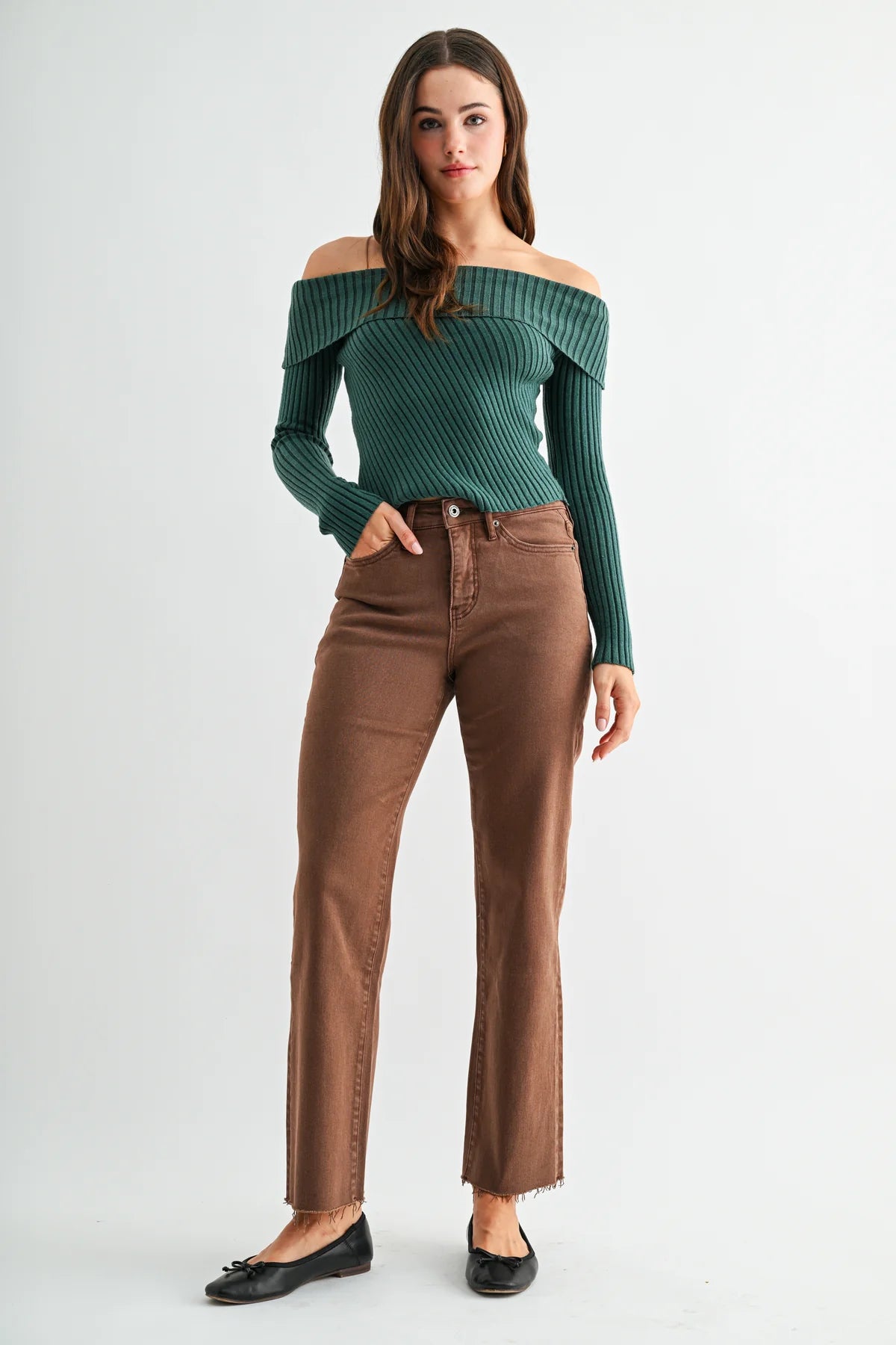 High Rise Straight Ankle Tobacco Jeans