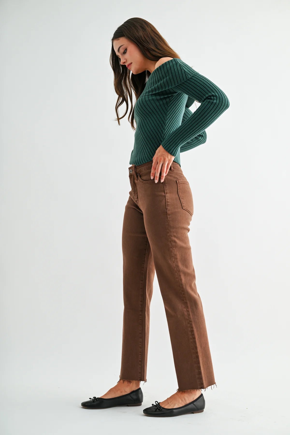 High Rise Straight Ankle Tobacco Jeans
