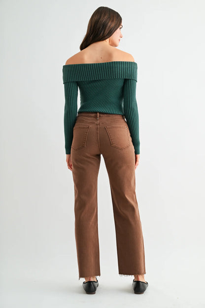 High Rise Straight Ankle Tobacco Jeans