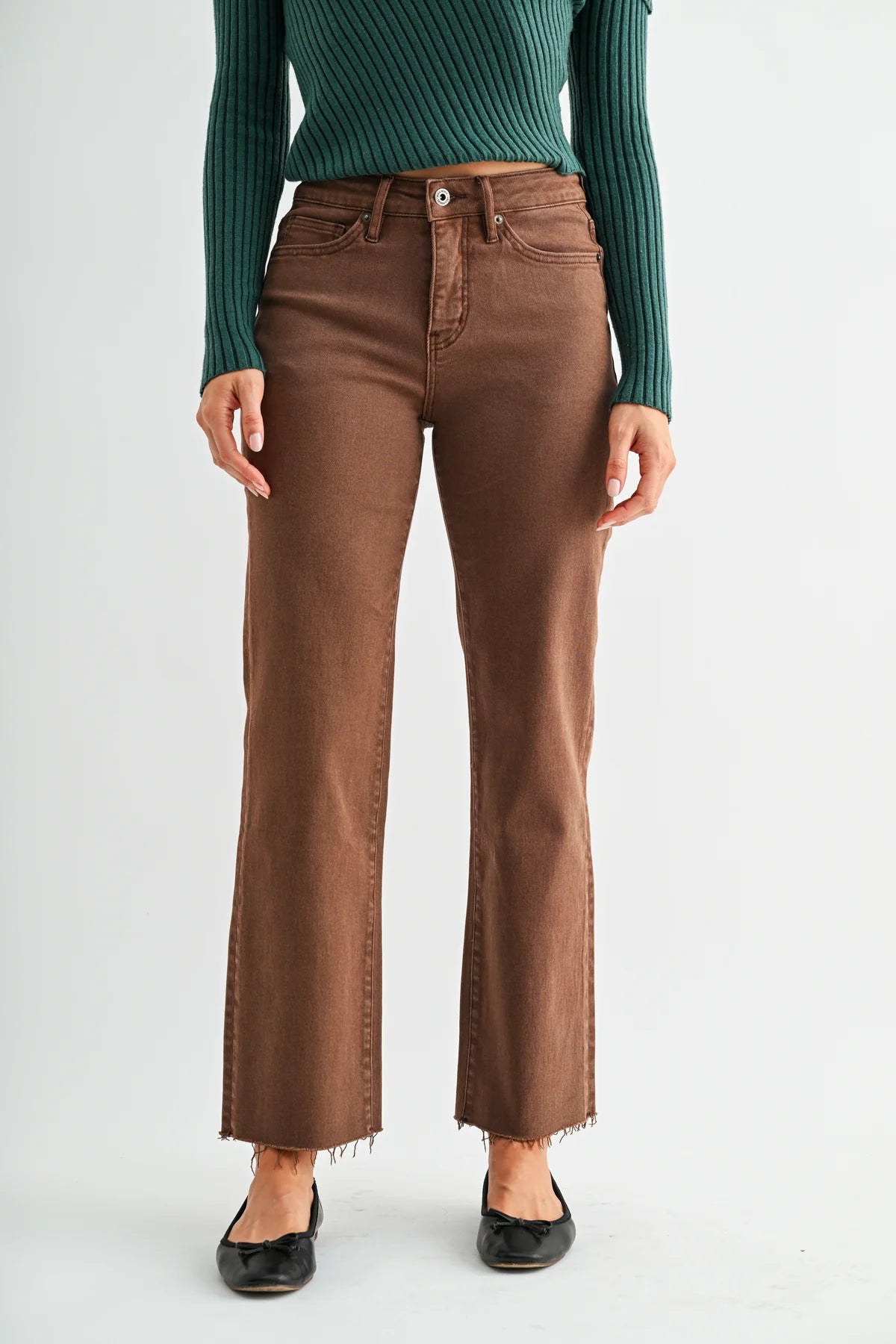 High Rise Straight Ankle Tobacco Jeans