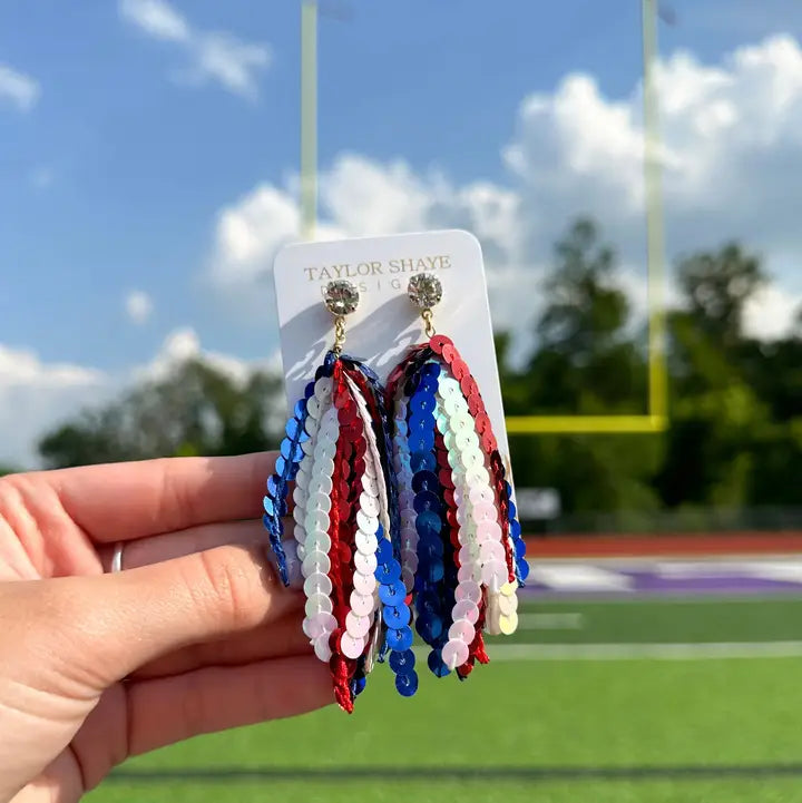 Taylor Shaye USA Sequin Tassel Earrings