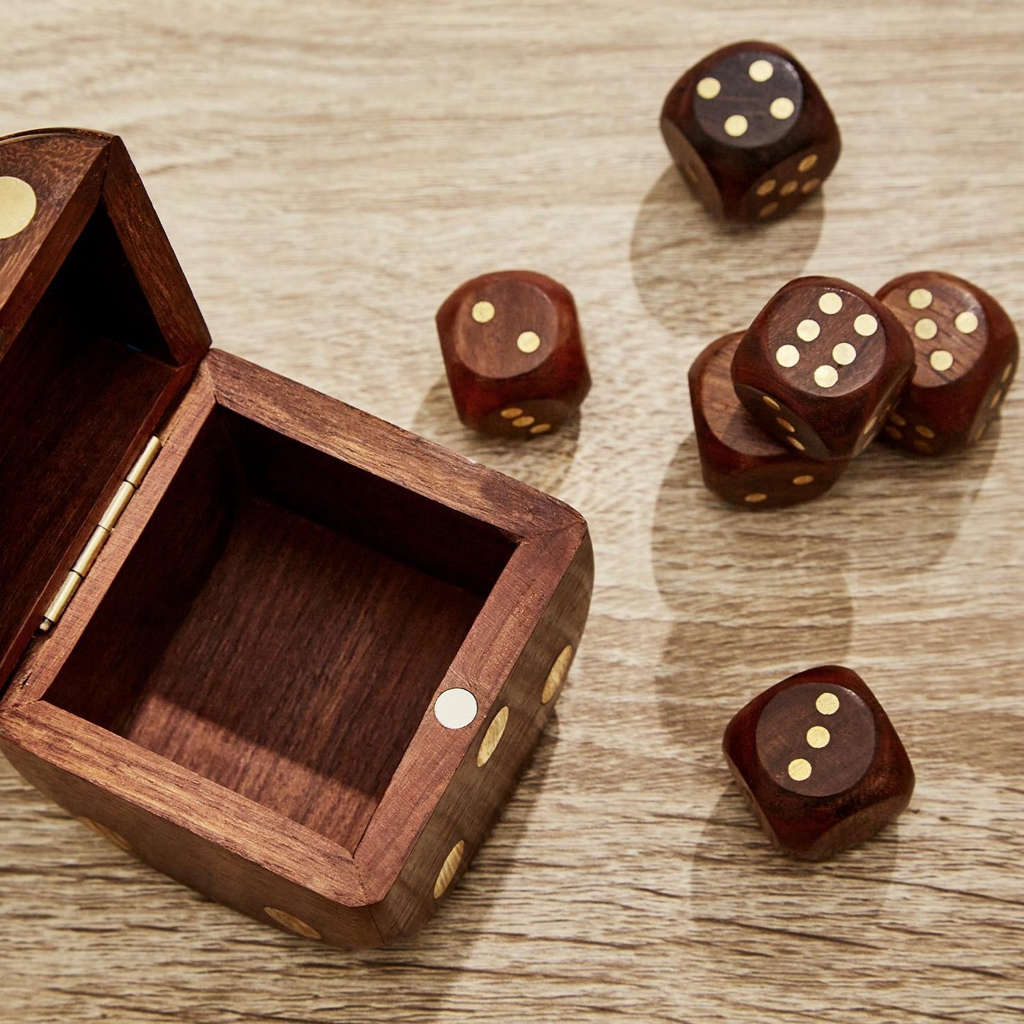Wooden Box with Dice